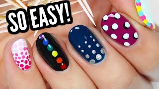 5 Easy Dotticure Nail Art Designs For Beginners [upl. by Corie540]