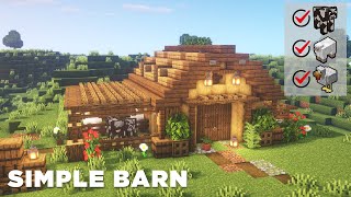 Minecraft  Barn Tutorial  How to Build a Simple Barn [upl. by Lladnek]