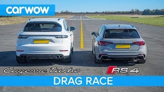 Porsche Cayenne Turbo vs Audi RS4 DRAG RACE  see which is quickest [upl. by Icak]