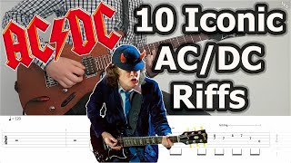 10 Iconic ACDC Riffs  Guitar Tabs Tutorial [upl. by Veronike]