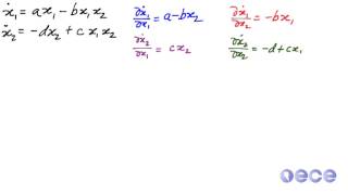 Linearizing at an equilibrium point LotkaVolterra [upl. by Llednil]