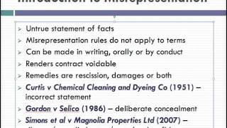 Misrepresentation Lecture 1 of 4 [upl. by Hunsinger]