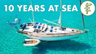 Living on a SelfSufficient Sailboat for 10 Years  FULL TOUR [upl. by Bergmans]