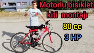 MOTORLU BİSİKLET KİTİ BİSİKLETE NASIL MONTE EDİLİR  KENDİ ARACINIZI YAPINMOTORIZED BİKE 80cc3hp [upl. by Nylecoj248]