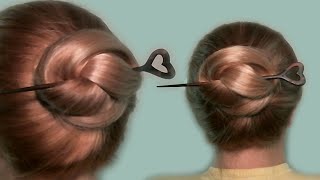 Простая Прическа Своими Руками Видео Пучок с Палочками для Волос Simple Hairstyle with Hair Sticks [upl. by Eseryt]