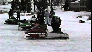 Racing vintage snowmobiles on the ice [upl. by Aredna952]